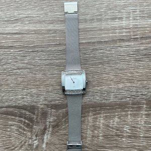 Skagen steel silver mesh watch women’s square diamond face